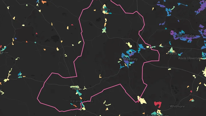 House price heatmap showing property values across Madeley
