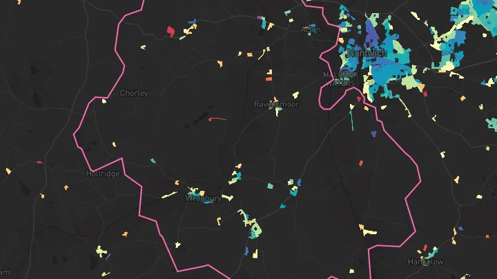 House price heatmap showing property values across Wrenbury