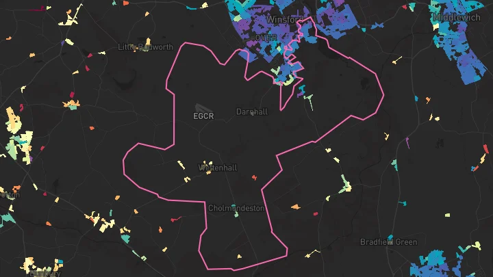 House price heatmap showing property values across Winsford