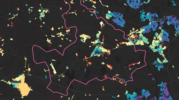 House price heatmap showing property values across Cuddington