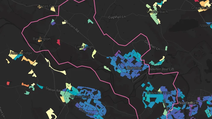 House price heatmap showing property values across Barnton