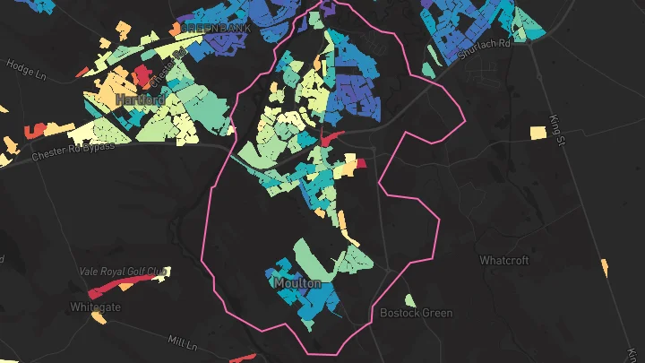 House price heatmap showing property values across Northwich