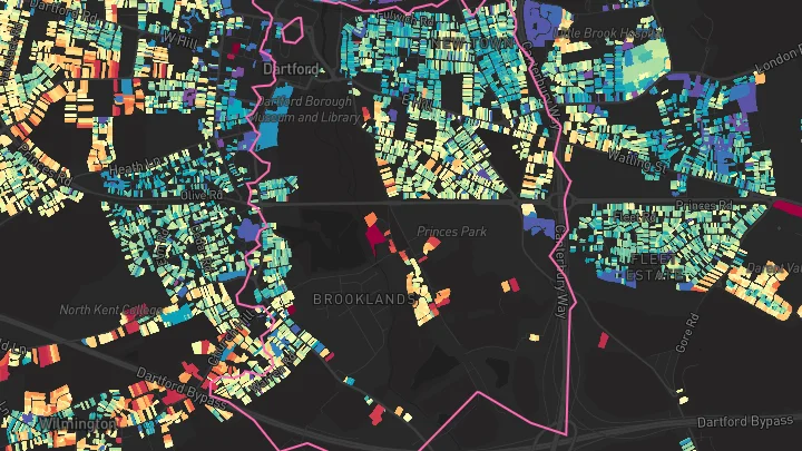 House price heatmap showing property values across Dartford