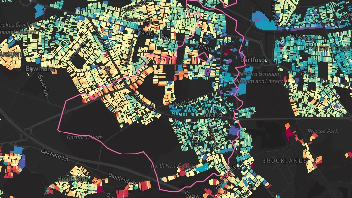 House price heatmap showing property values across Dartford