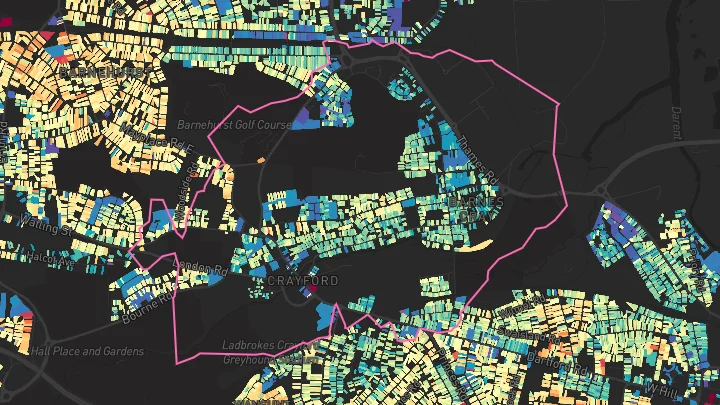 House price heatmap showing property values across Crayford