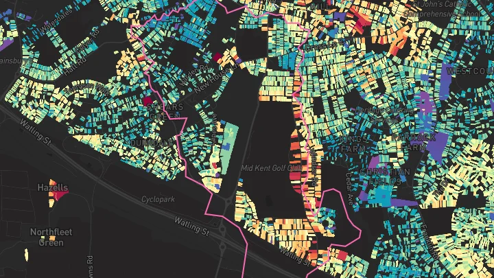 House price heatmap showing property values across Northfleet