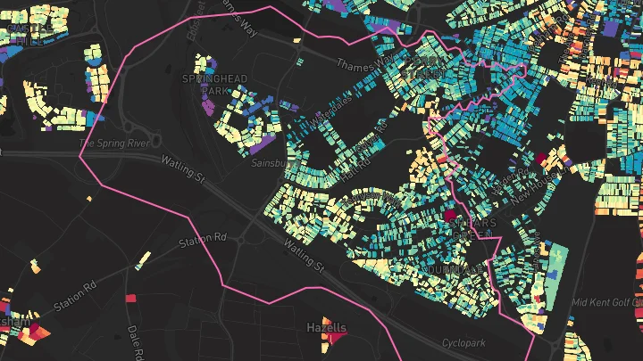 House price heatmap showing property values across Northfleet