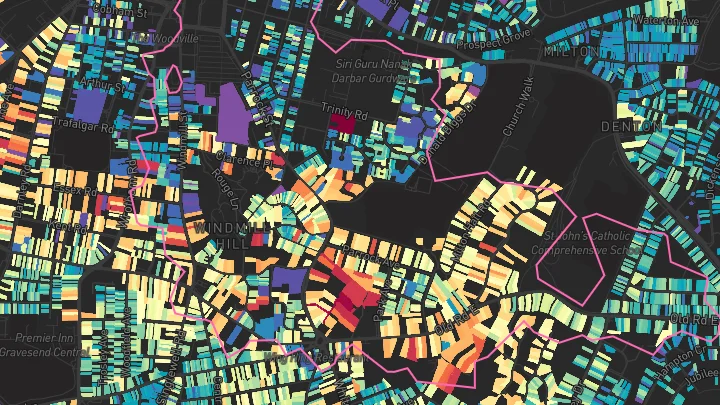 House price heatmap showing property values across Gravesend