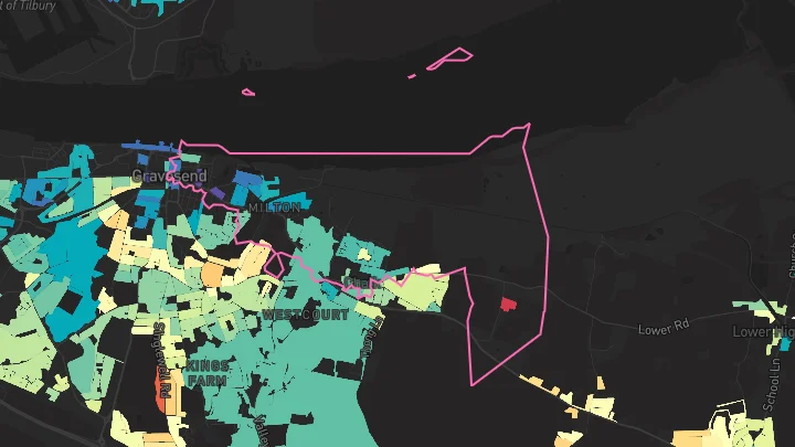 House price heatmap showing property values across Gravesend