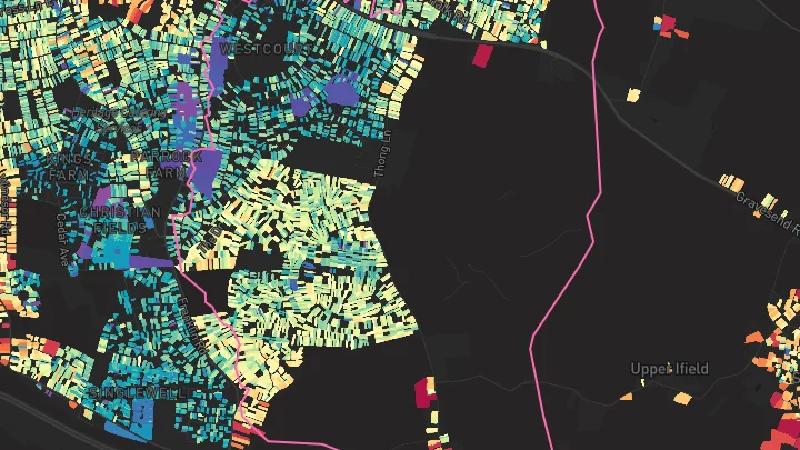 House price heatmap showing property values across Gravesend