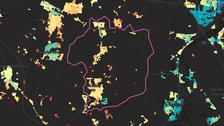 House price heatmap showing property values across Meopham