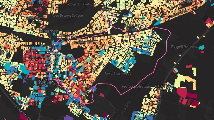 House price heatmap showing property values across Sidcup
