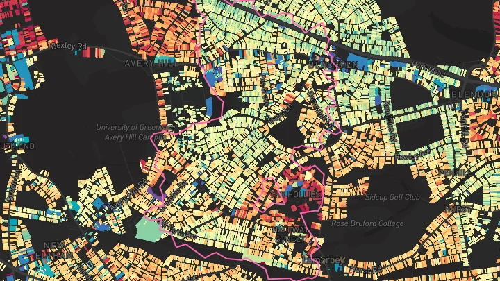 House price heatmap showing property values across Sidcup