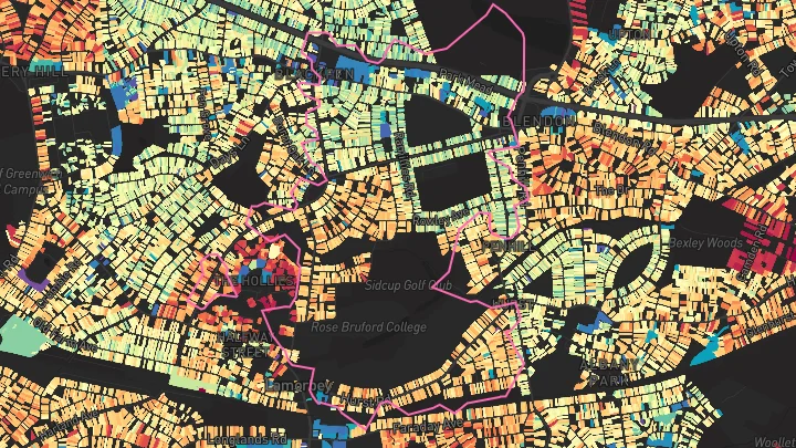 House price heatmap showing property values across Sidcup