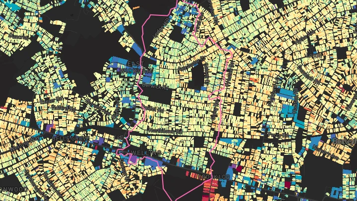 House price heatmap showing property values across Bexleyheath