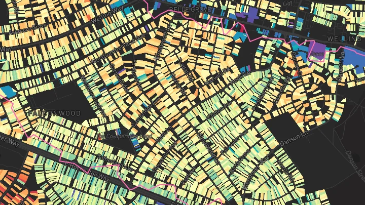 House price heatmap showing property values across Welling