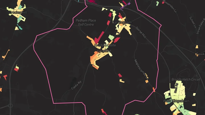 House price heatmap showing property values across Eynsford