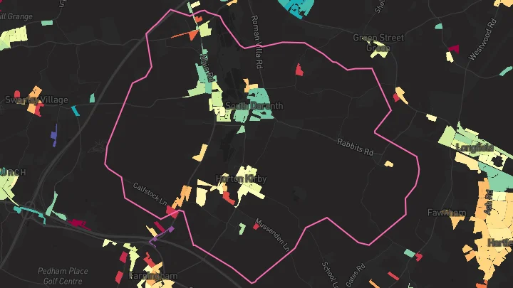 House price heatmap showing property values across South Darenth