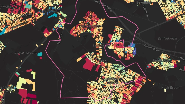 House price heatmap showing property values across Bexley