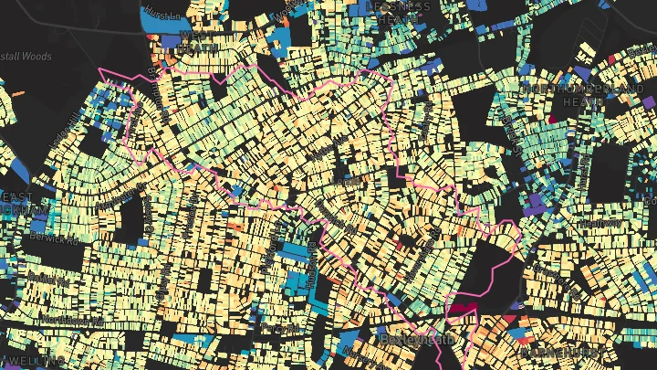 House price heatmap showing property values across Bexleyheath