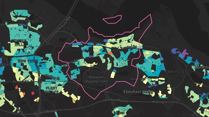House price heatmap showing property values across Greenhithe