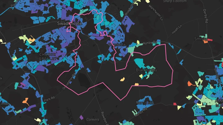 House price heatmap showing property values across Woodville