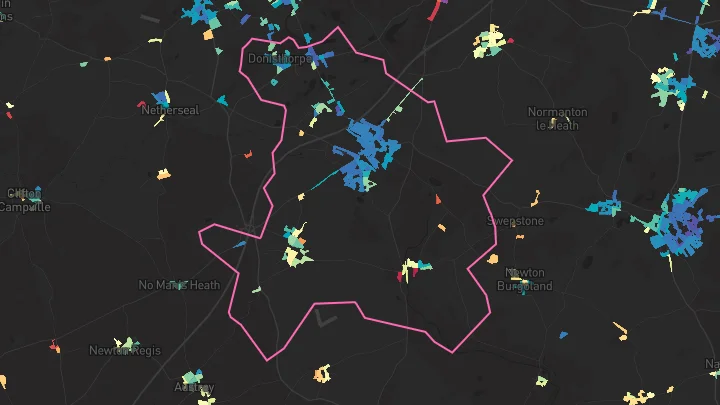 House price heatmap showing property values across Measham
