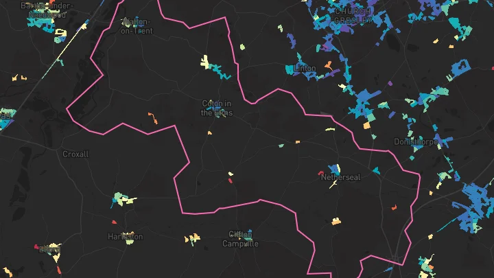 House price heatmap showing property values across Walton On Trent
