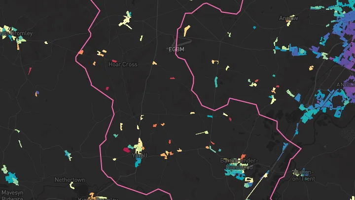 House price heatmap showing property values across Barton Under Needwood