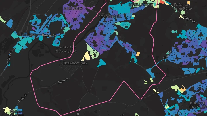 House price heatmap showing property values across Burton-On-Trent