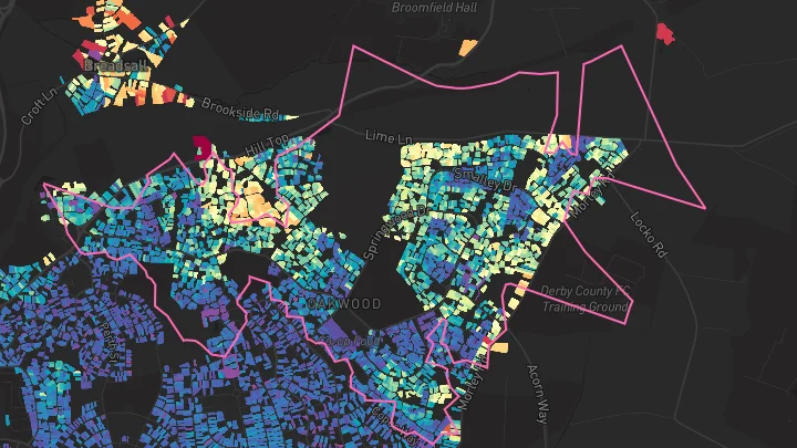 House price heatmap showing property values across Oakwood