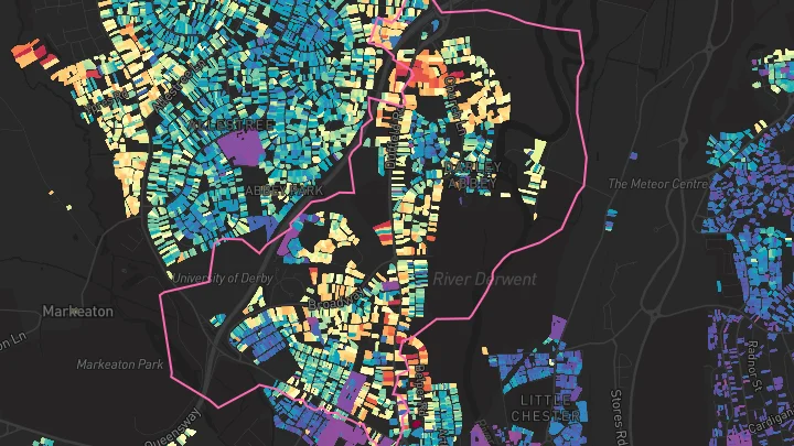 House price heatmap showing property values across Derby