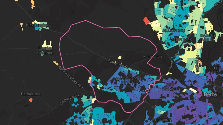House price heatmap showing property values across Derby