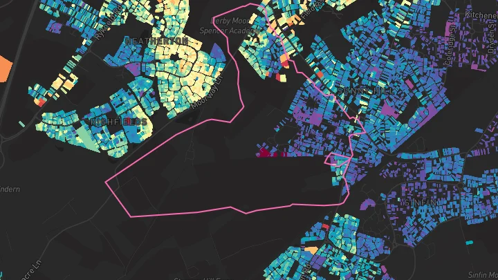 House price heatmap showing property values across Littleover