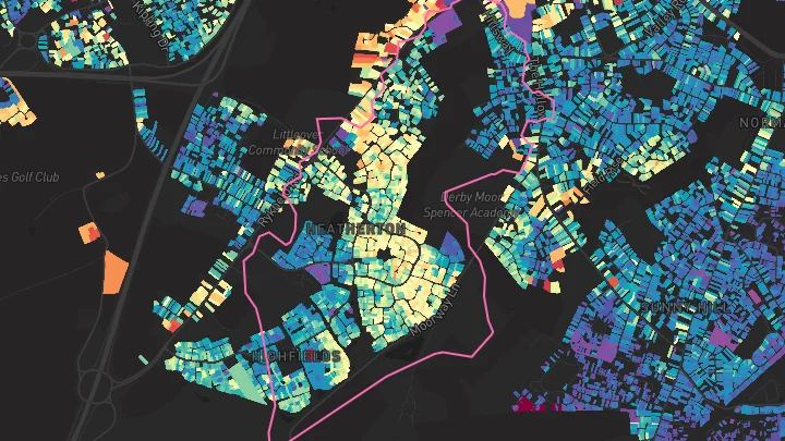House price heatmap showing property values across Littleover