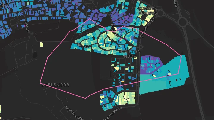 House price heatmap showing property values across Boulton Moor