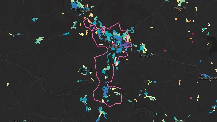 House price heatmap showing property values across Matlock