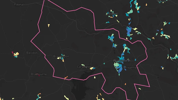 House price heatmap showing property values across Wirksworth