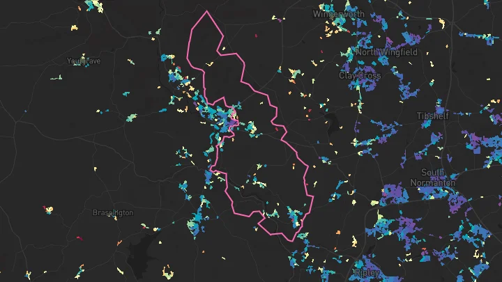 House price heatmap showing property values across Crich