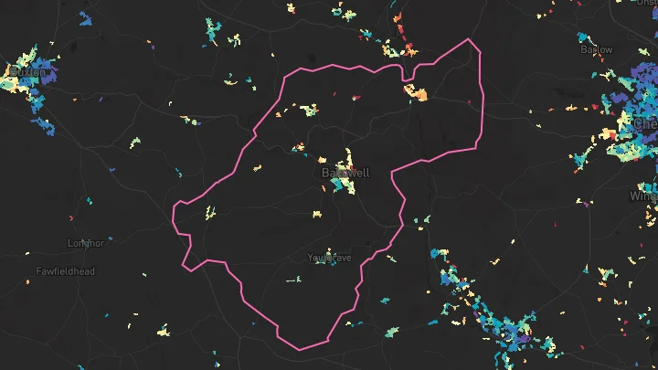 House price heatmap showing property values across Bakewell