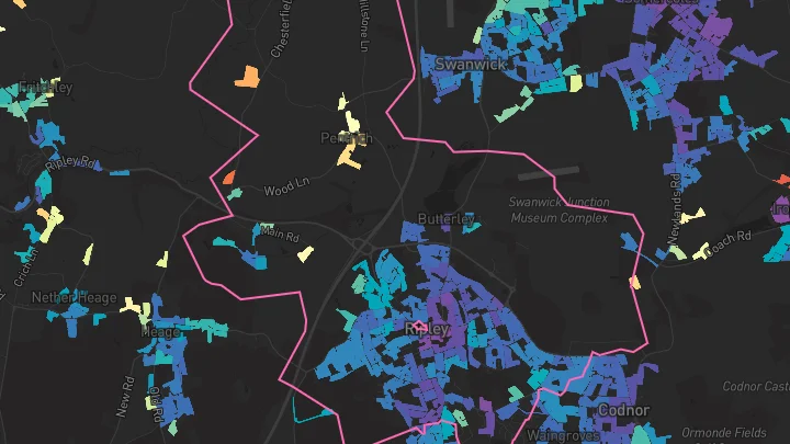 House price heatmap showing property values across Ripley