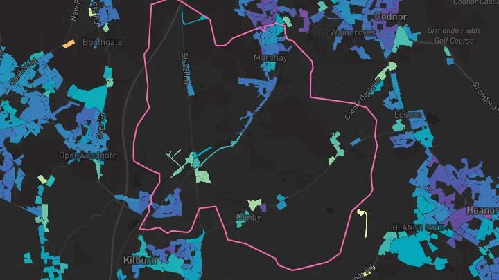House price heatmap showing property values across Marehay