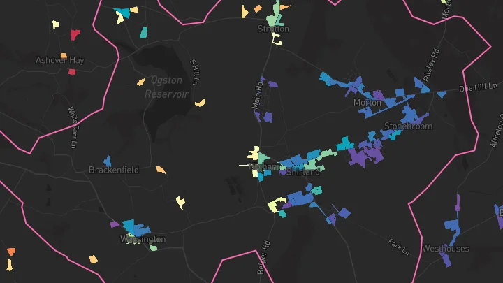 House price heatmap showing property values across Shirland