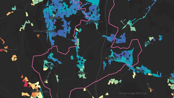 House price heatmap showing property values across Kilburn