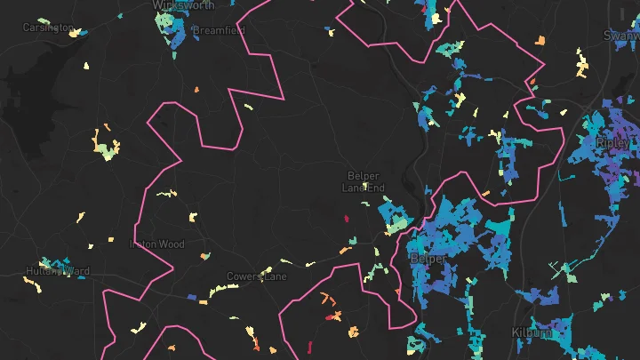 House price heatmap showing property values across Heage
