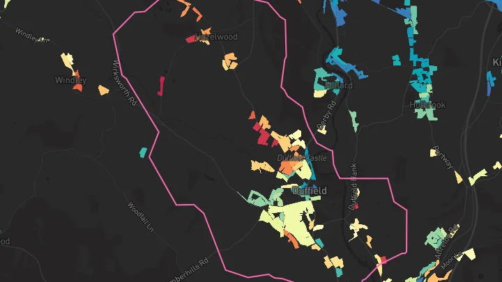 House price heatmap showing property values across Duffield