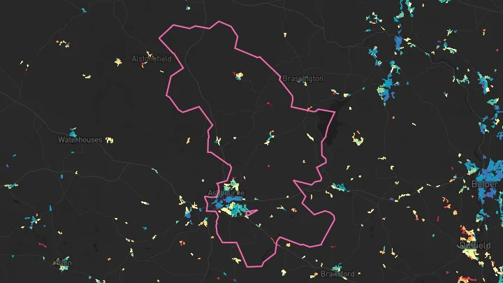House price heatmap showing property values across Ashbourne