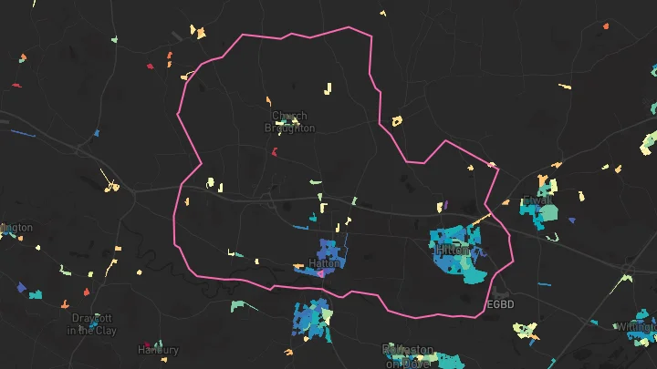 House price heatmap showing property values across Hilton