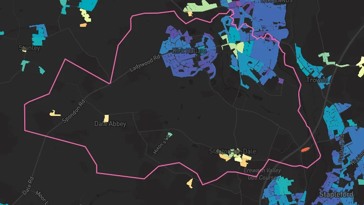 House price heatmap showing property values across Ilkeston