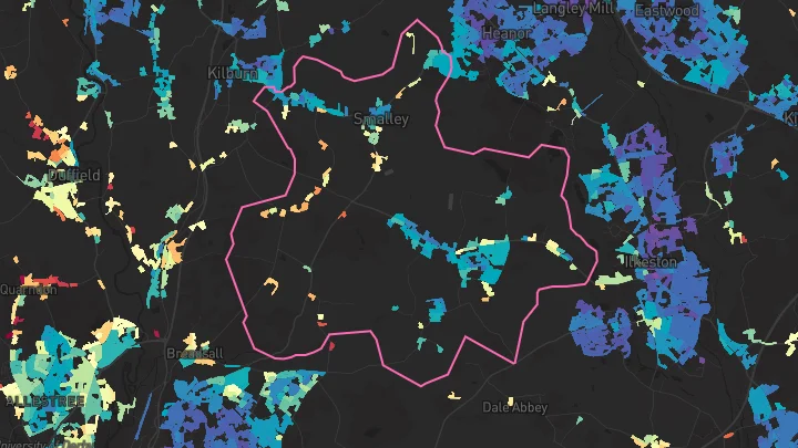 House price heatmap showing property values across West Hallam